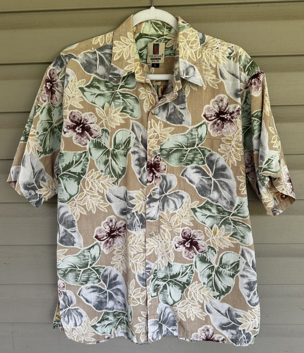 Tori Richard Honolulu Hawaiian Aloha Button Up Shirt Mens Large Floral Tropical